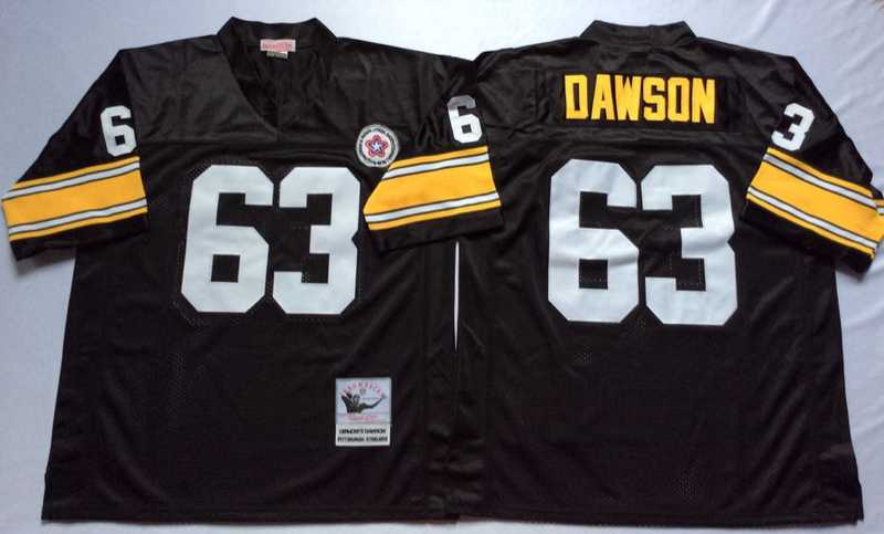 Steelers 63 Dermontti Dawson Black M&N Throwback Jersey